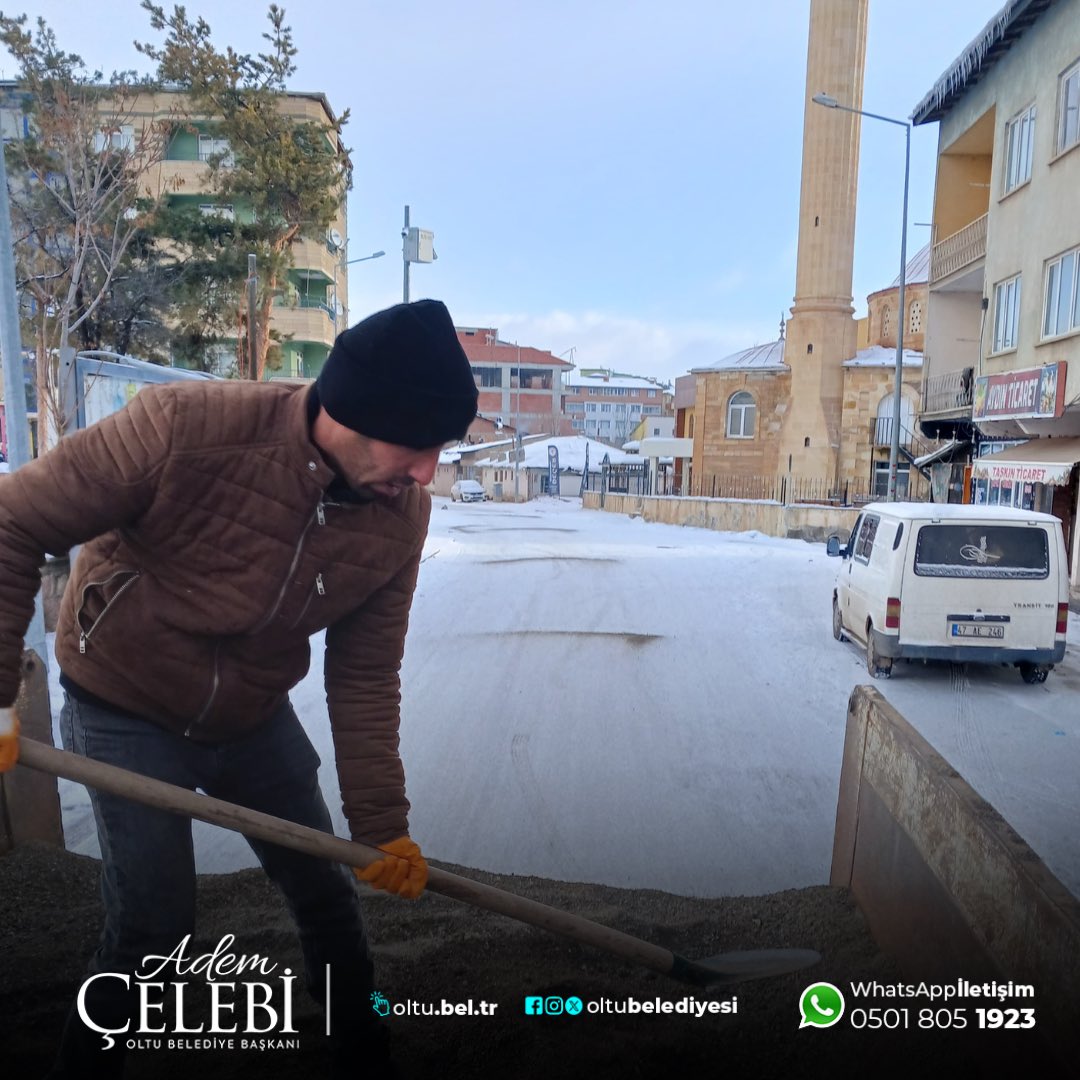 Oltu'da Kar Yağışı Sonrası Tuzlama Çalışmaları Başladı