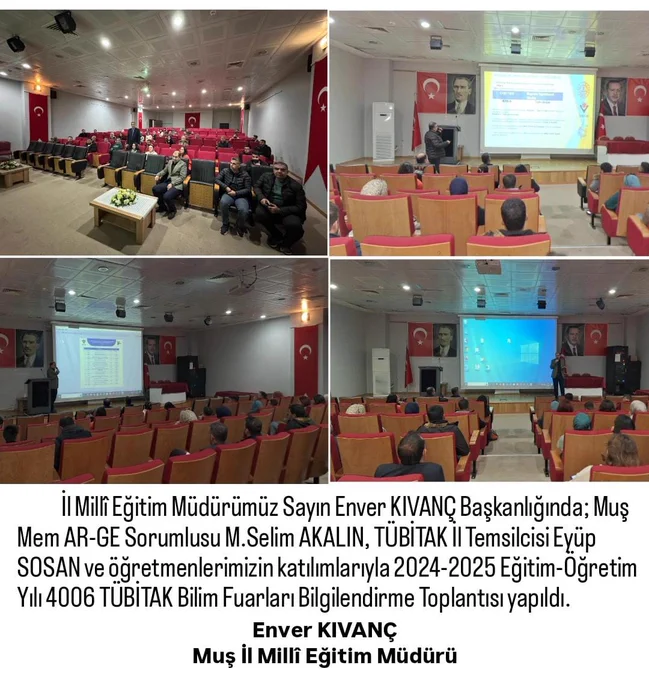 İl Millî Eğitim Müdürü Enver KIVANÇ Başkanlığında TÜBİTAK Bilim Fuarları Bilgilendirme Toplantısı Gerçekleştirildi