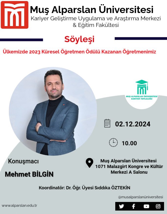 2023 Küresel Öğretmen Ödüllü Mehmet Bilgin ile Söyleşi Gerçekleşecek