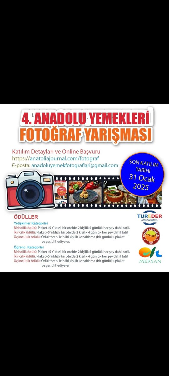 Anadolu Yemekleri Fotoğraf Yarışması Başladı