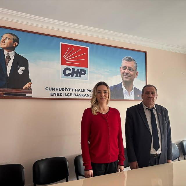 CHP Edirne İl Başkanı Av. Harika Taybıllı, Enez İlçe Başkanı Osman Gülcan'ı Ziyaret Etti