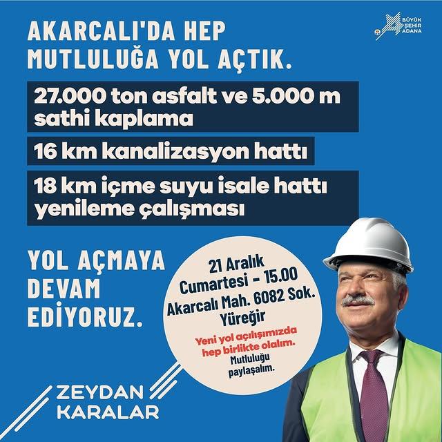 Adana'da Yeni Bir Yol Açılışı Gerçekleştirilecek