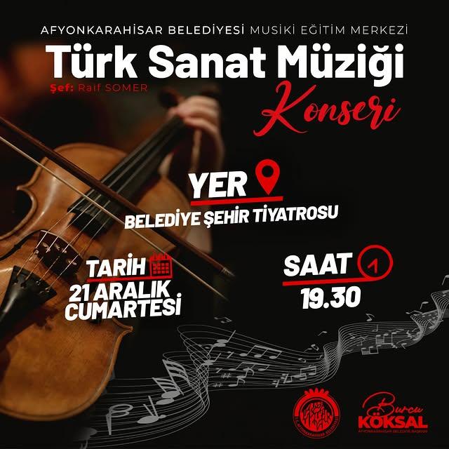 Afyonkarahisar’da Türk Sanat Müziği Konseri Düzenleniyor