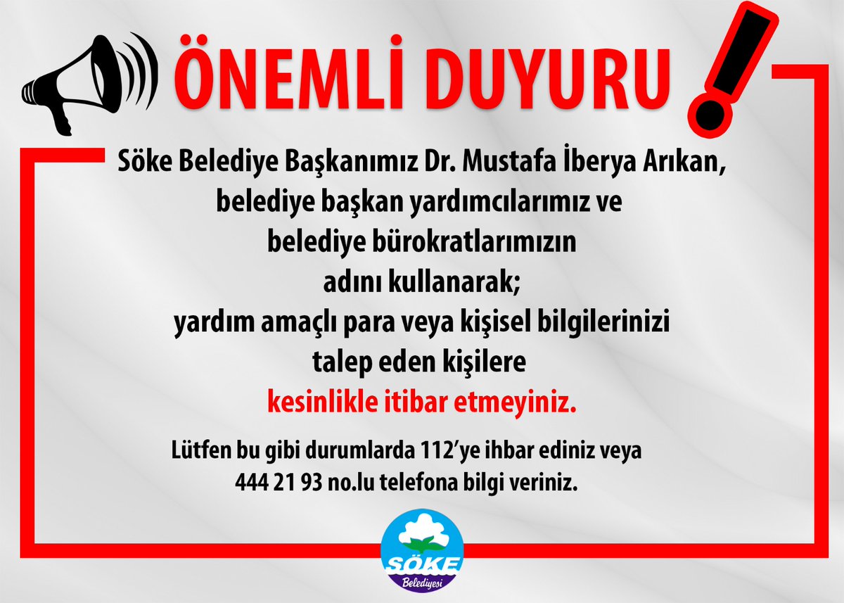 Söke Belediye Başkanı Dr. Mustafa İberya Arıkan, Dolandırıcılara Karşı Uyarıda Bulundu