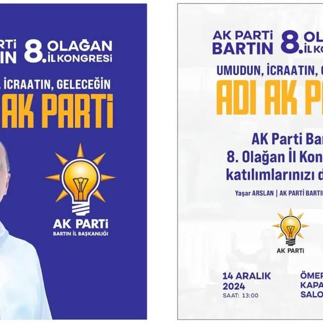 AK Parti Bartın İl Kongresi 14 Aralık'ta Gerçekleşecek