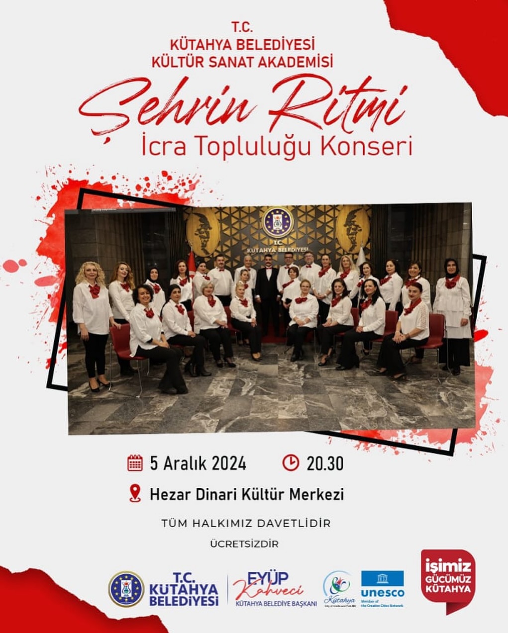 Kütahya Belediyesi Kültür Sanat Akademisi, Şehrin Ritmi İcra Topluluğu Konserine Ev Sahipliği Yapacak