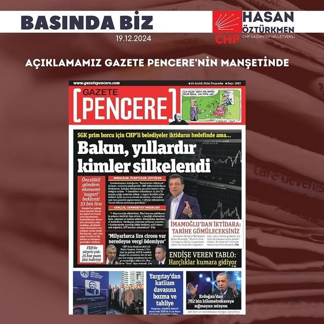 Gaziantep Milletvekili Hasan Öztürkmen CHP'li Belediyelere Yönelik Operasyonları Eleştirdi