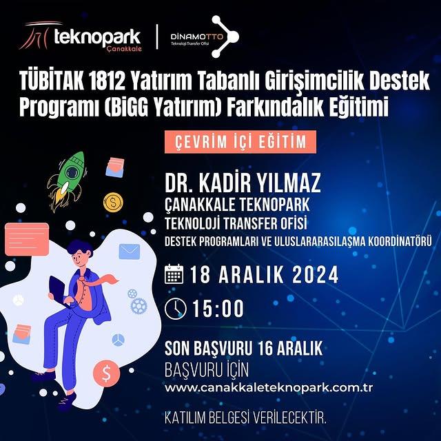 Çanakkale Teknopark, BiGG Yatırım Farkındalık Eğitimi Düzenliyor