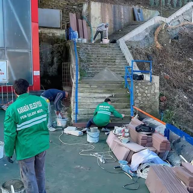 Karabük'te Kayabaşı Merdivenlerinde Yenileme Çalışmaları Devam Ediyor