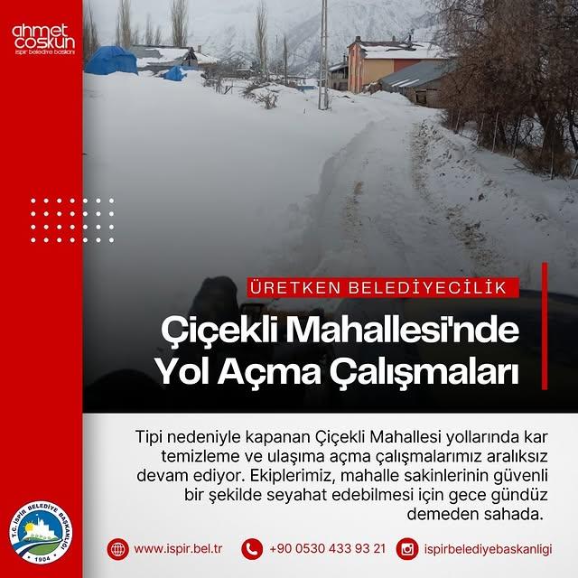 Kış Şartlarında İspir Belediyesi Yolları Açıyor