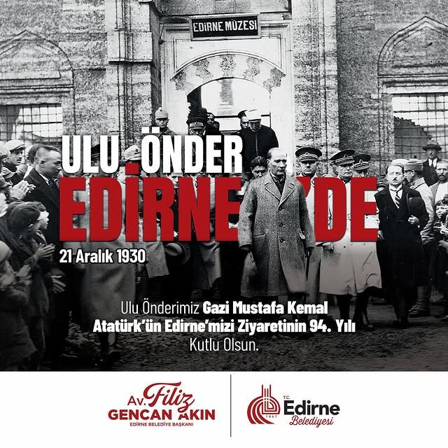 Edirne'de Atatürk'ü Anma Etkinlikleri