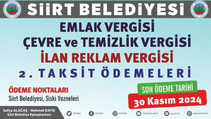 2024 Emlak Vergisi, Çevre Temizlik Vergisi ve İlan Reklam Vergisi İkinci Taksit Ödeme Dönemi Başladı